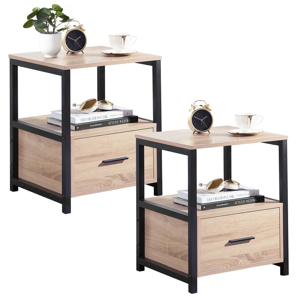 Full Size Platform Bed Frame and 2 Nightstands Set of 3 V4116