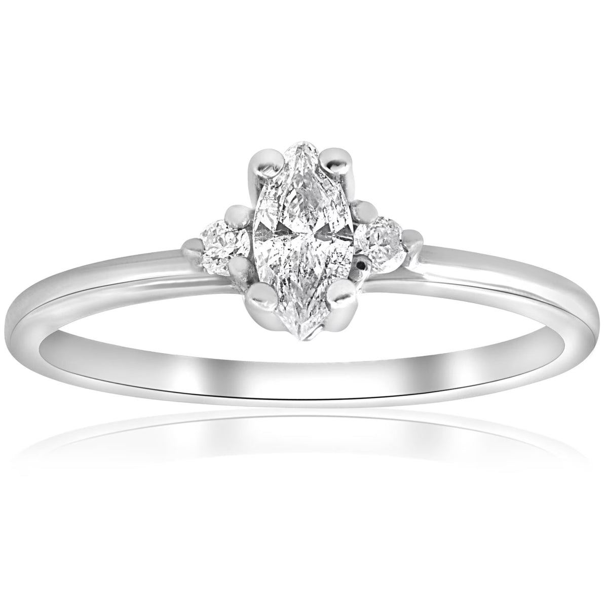 1/3 Marquise Diamond Engagement Ring 10k White Gold T803554