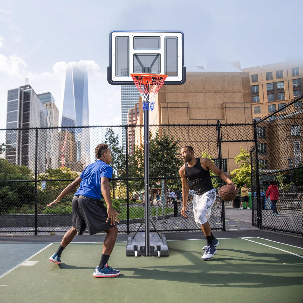44 Basketball Hoop, 4.4-10ft Height Adjustable Portable Basketball Goal System with Shatterproof PVC Backboard and 18 Rim N448