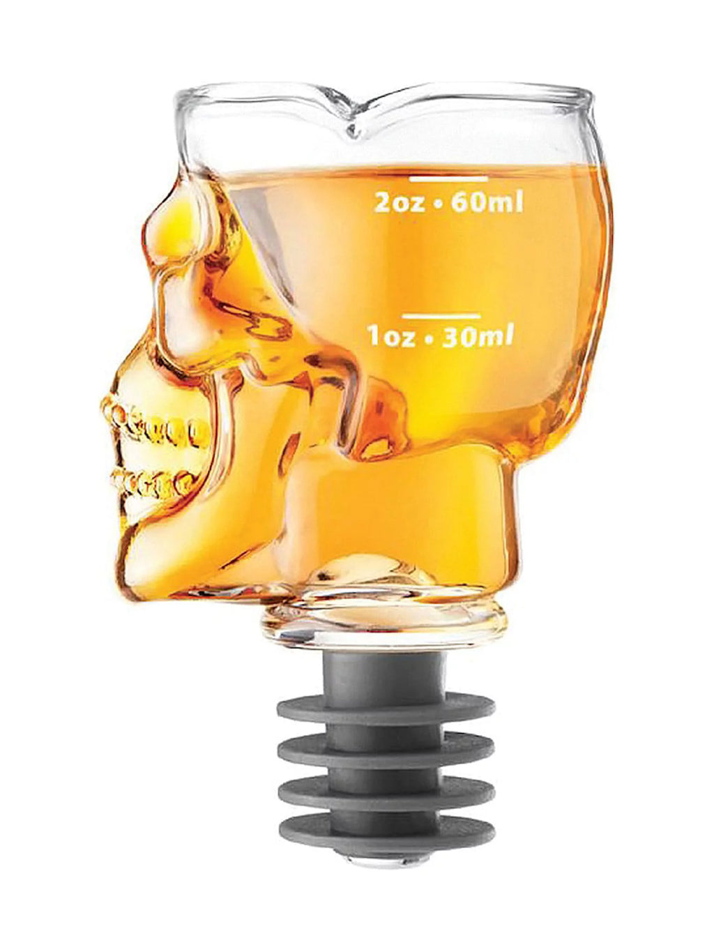 Skull Shaped Bottle Stopper Jigger Shot Glass G1317