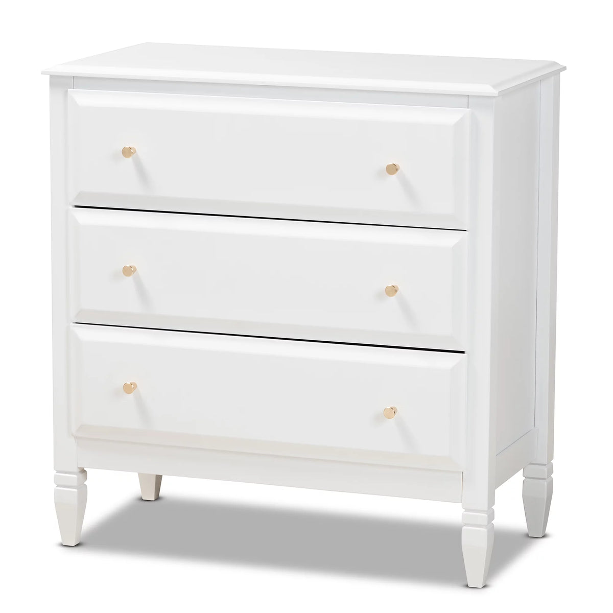White 3-Drawer Wood Bedroom Chest V940