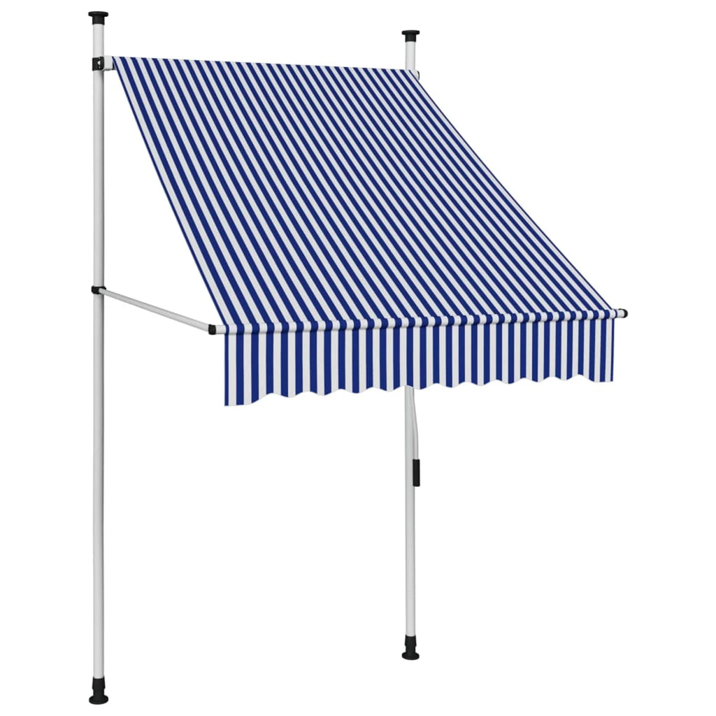 Manual Retractable Awning 39.4" Blue and White Stripes I476290