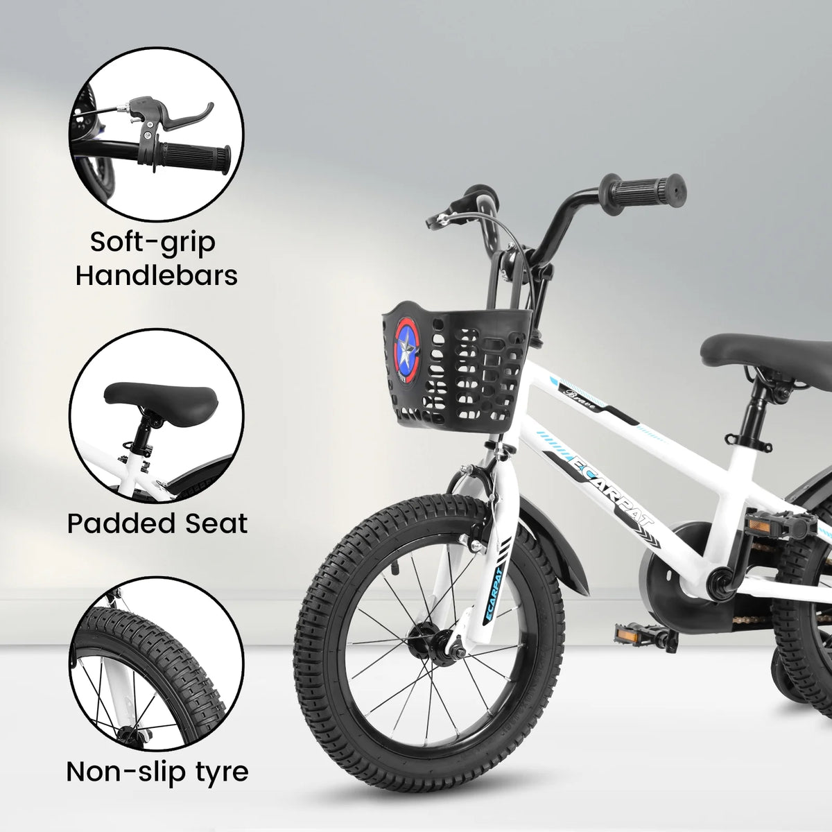 16 inch Kids Bike with Training Wheels, Basket and Fender V750