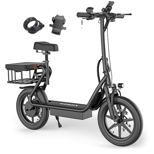 Electric Scooter with Seat, 500W Motor, 14'' Tires, Foldable E26123