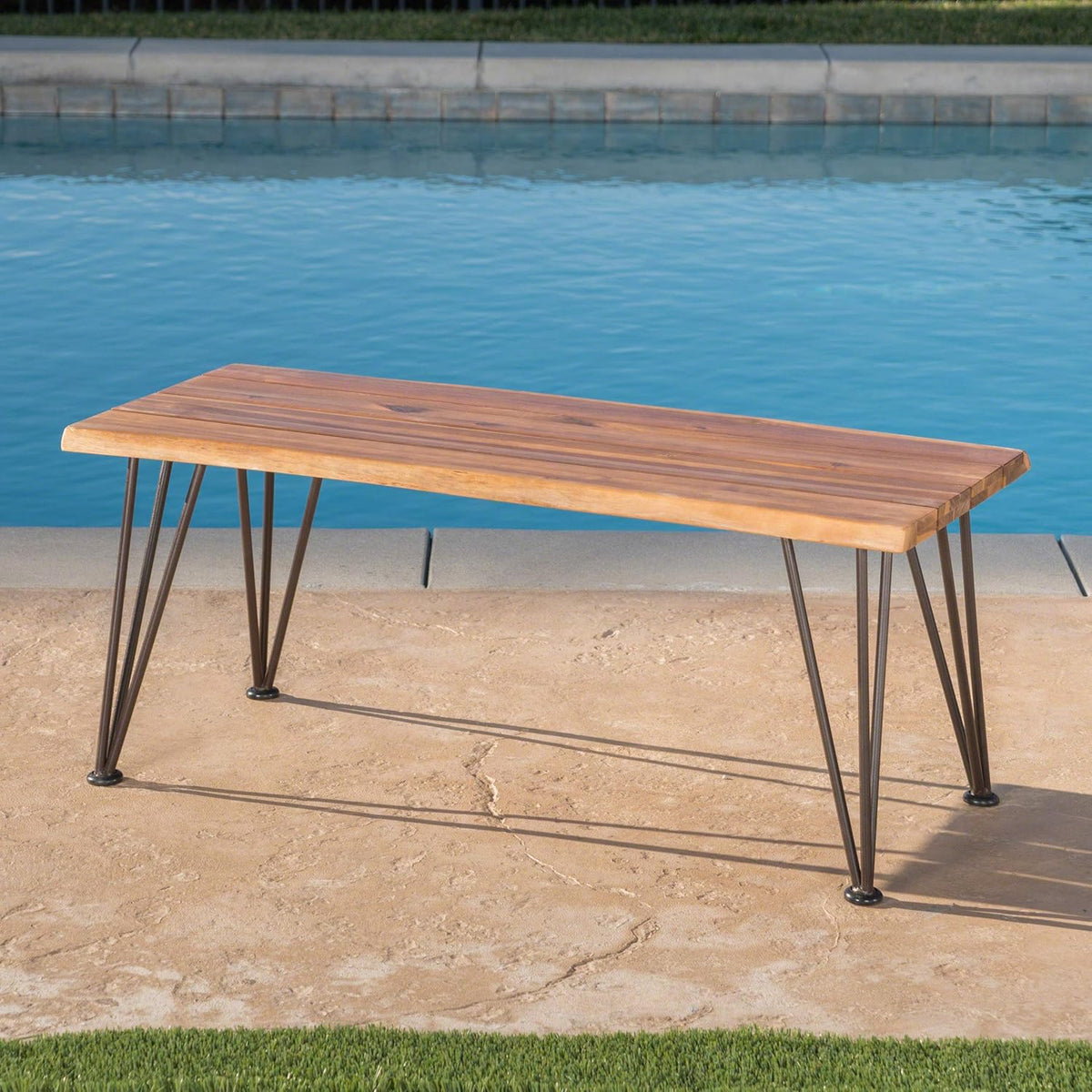 Industrial Iron and Teak Finished Acacia Wood Coffee Table M431727