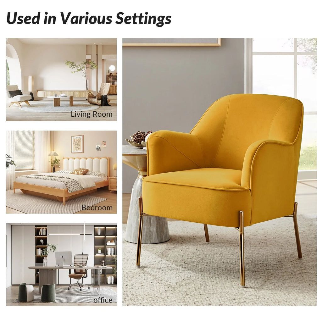Velvet Accent Chair with Golden Legs Set of 2 T459