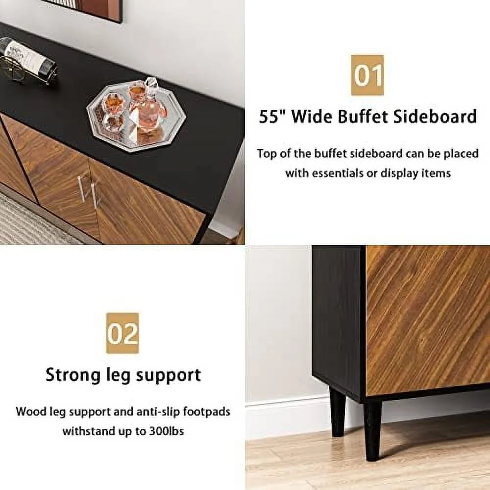 Black 4 Door 58 Inch Sideboard N62524