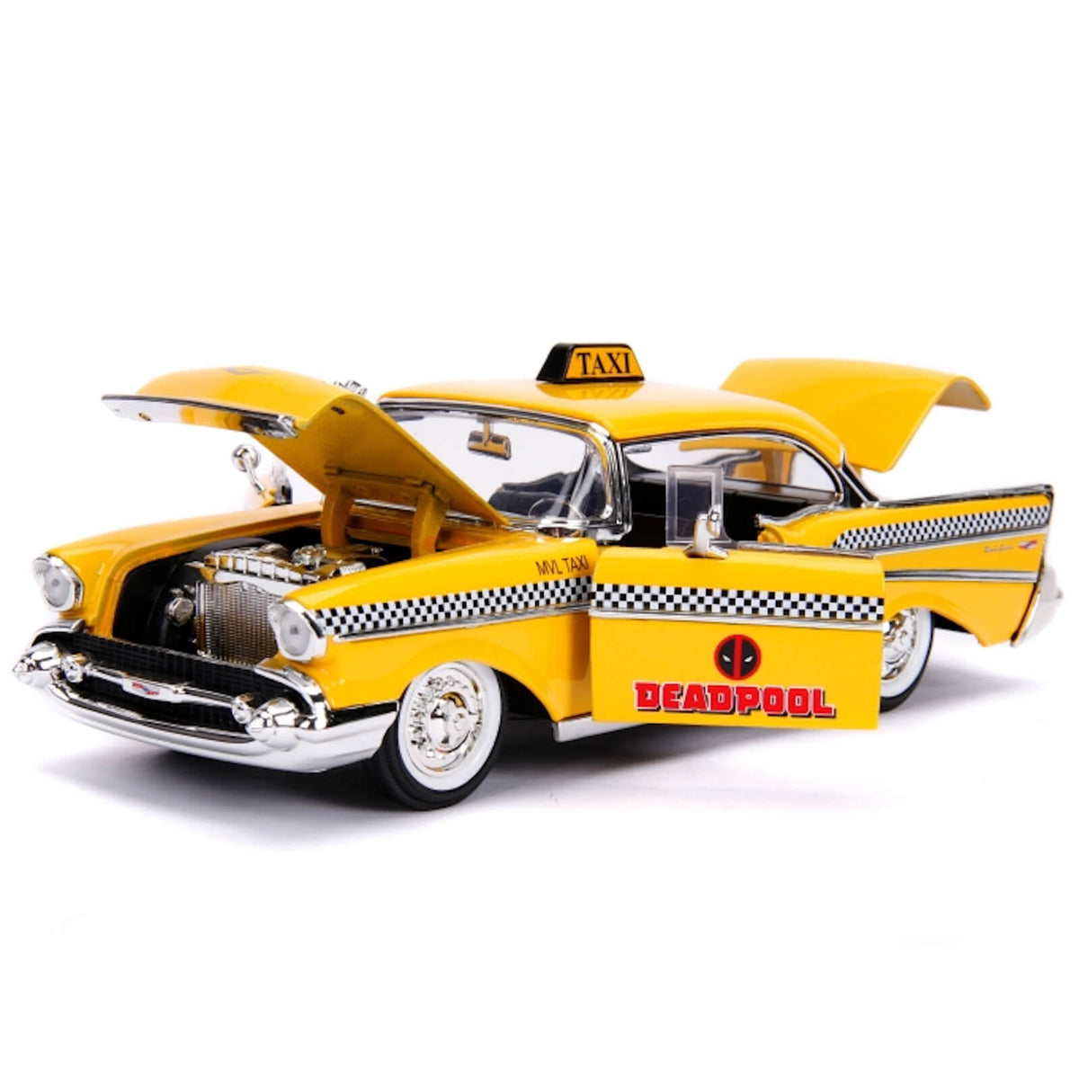 1957 Chevrolet Bel Air Taxi Yellow Diecast Figure N64068