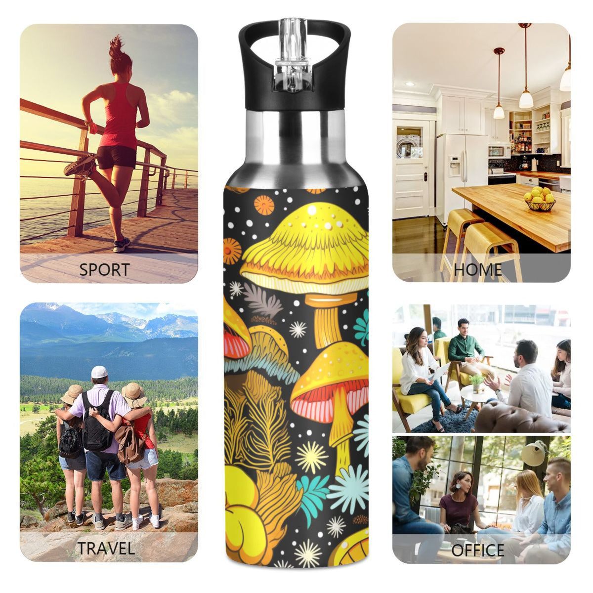 20 oz Insulated Stainless Steel Water Bottle with Straw Lid S2516