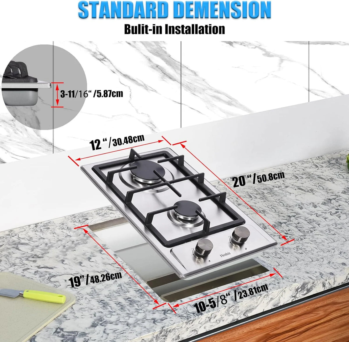 30" 5 Burner Built-in Stainless Steel Gas Cooktop C236