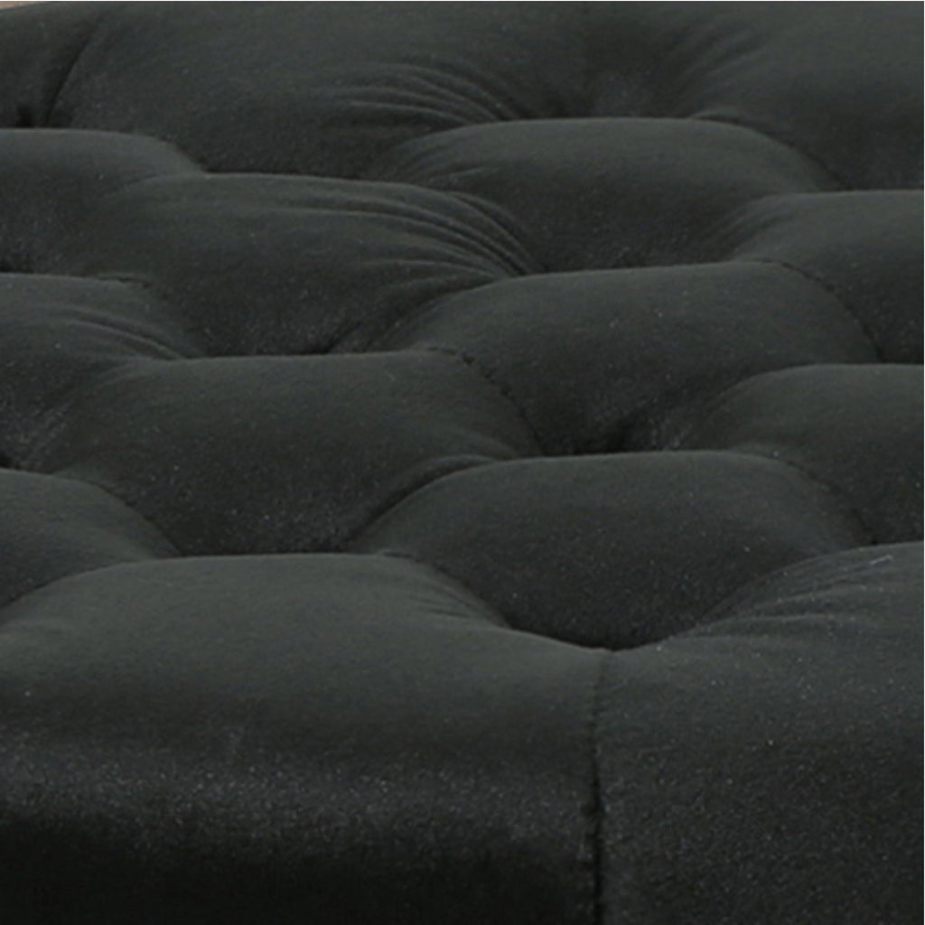 Black Velvet Tufted Ottoman M46730