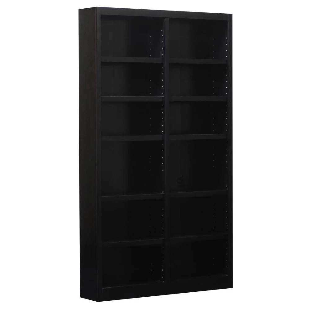12-Shelf Double Wide Wood Bookcase in Espresso E4264