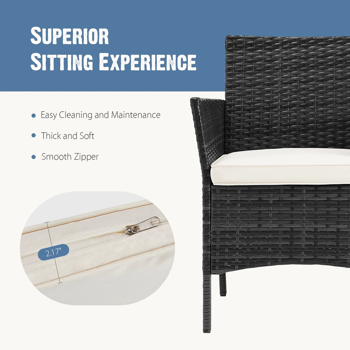 Black Outdoor Patio Furniture Set with Sectional Sofa, Table, Chairs and Cushions J39100