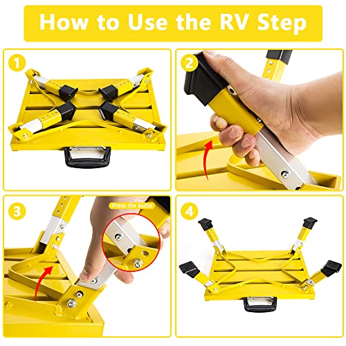 Portable Foldable Anti-Slip Aluminum RV Steps with Handles V6939