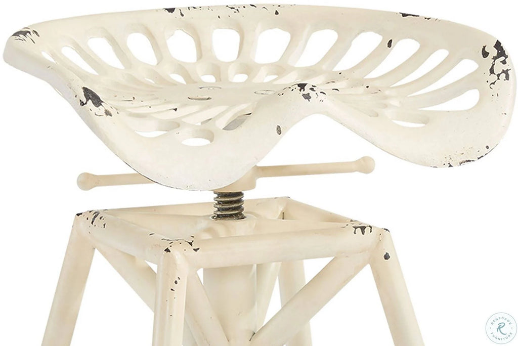 Antique White Industrial Metal Barstool O807