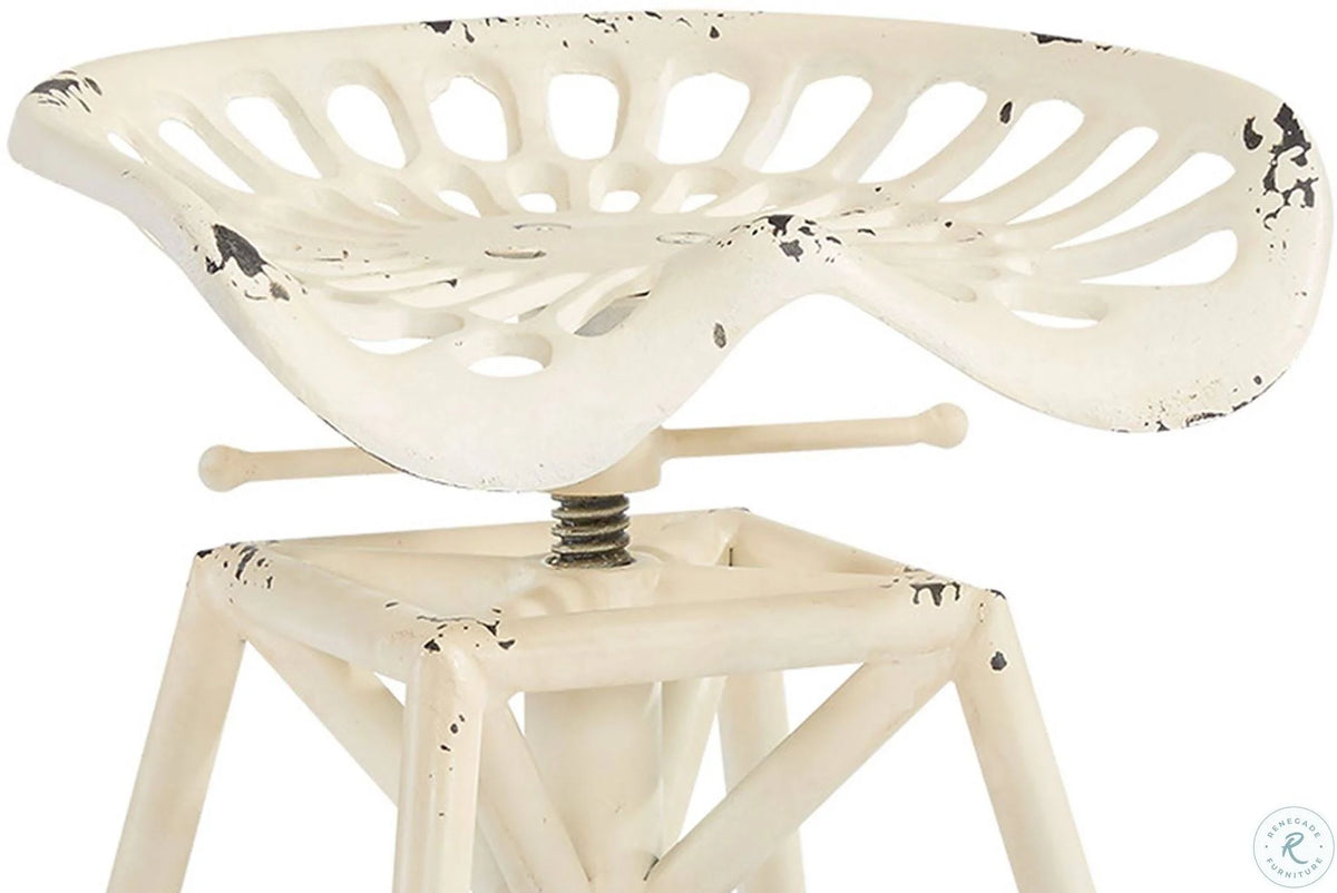Antique White Industrial Metal Barstool O807