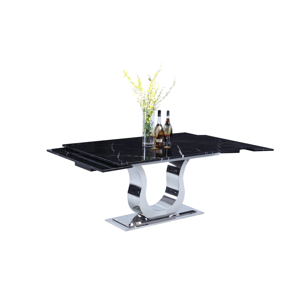 Contemporary Marble Top Extendable Dining Table U757603