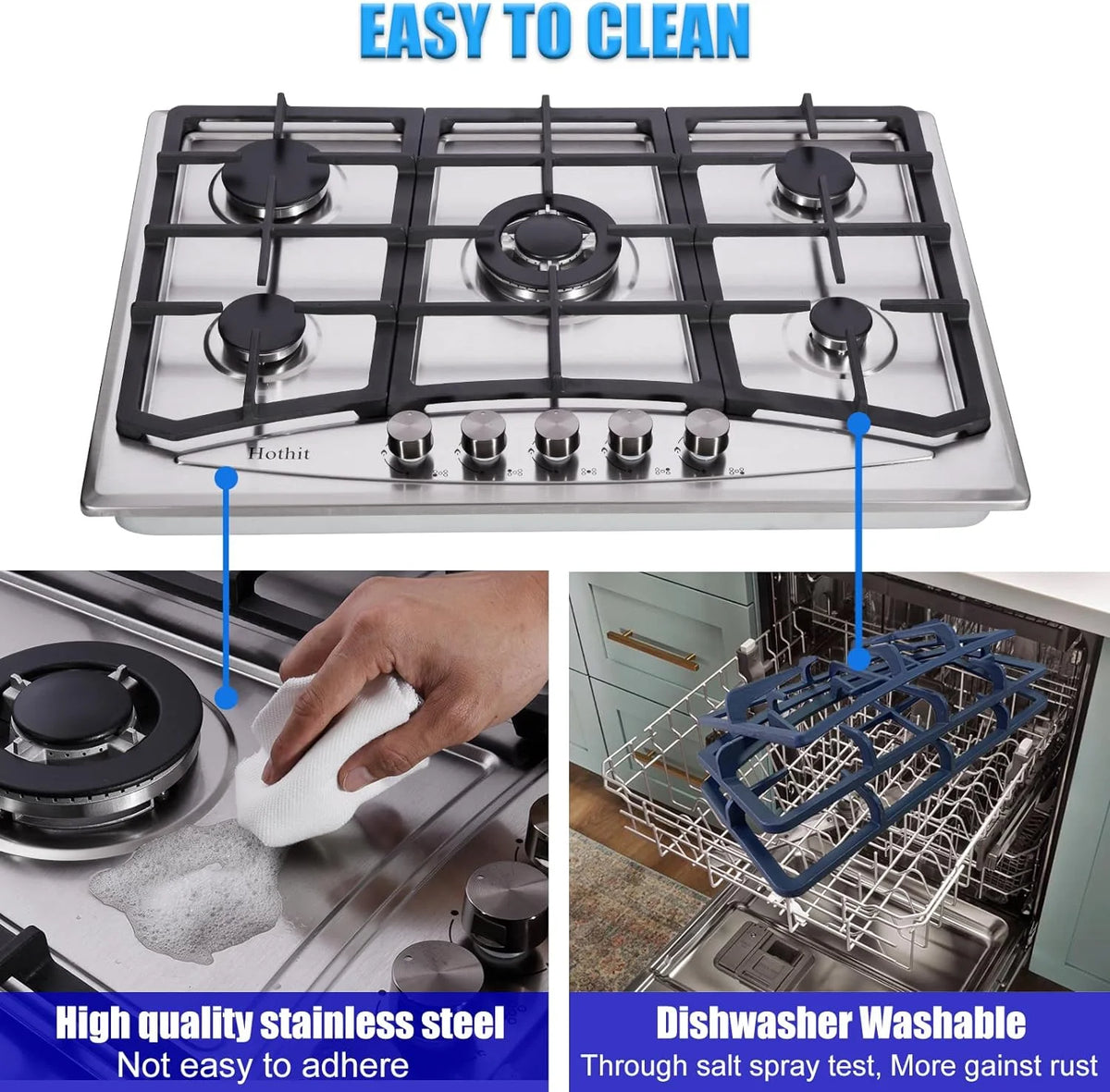 30" 5 Burner Built-in Stainless Steel Gas Cooktop C236