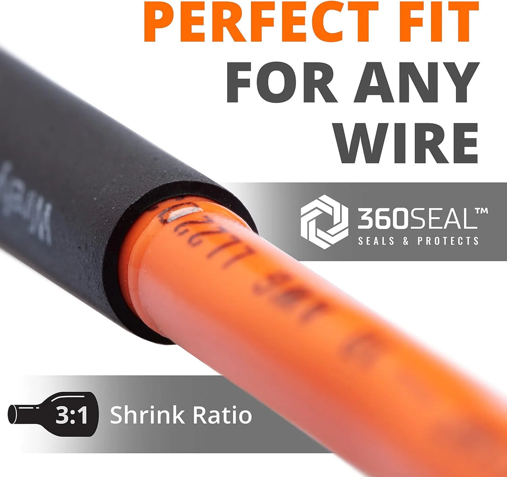 Black 50 Feet Roll Adhesive Lined Heat Shrink Tubing O5305