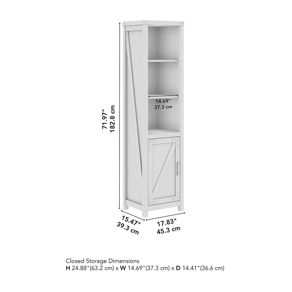 Tall Narrow 5 Shelf Bookcase with Door A6359