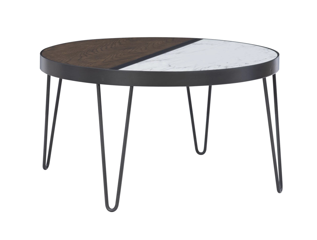 Round Mid-Century Coffee Table with Hairpin Legs, Walnut H531