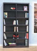 12-Shelf Double Wide Wood Bookcase in Espresso E4264
