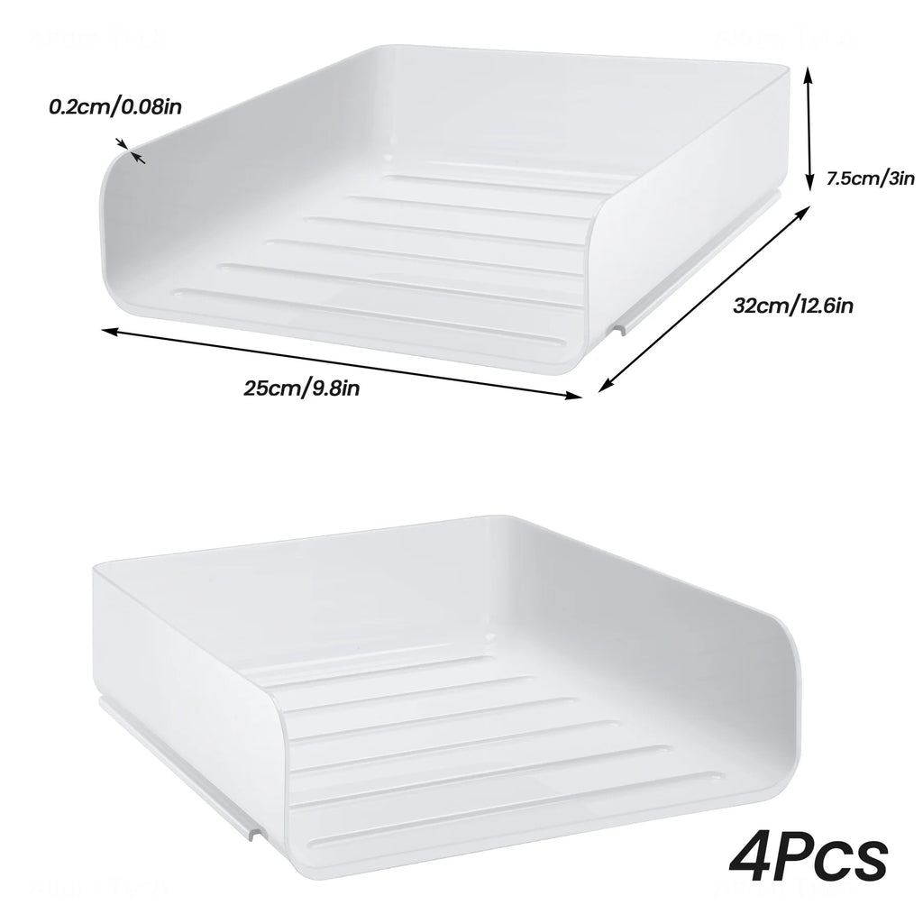 White Stackable Desk Letter Tray Set Z676