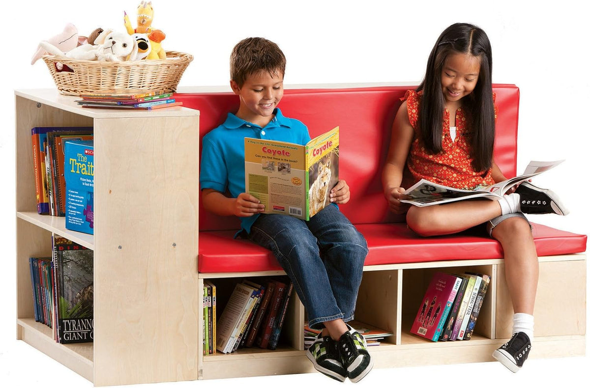 Modular Library Storage Set with Seat Bookcase Shelves A803577
