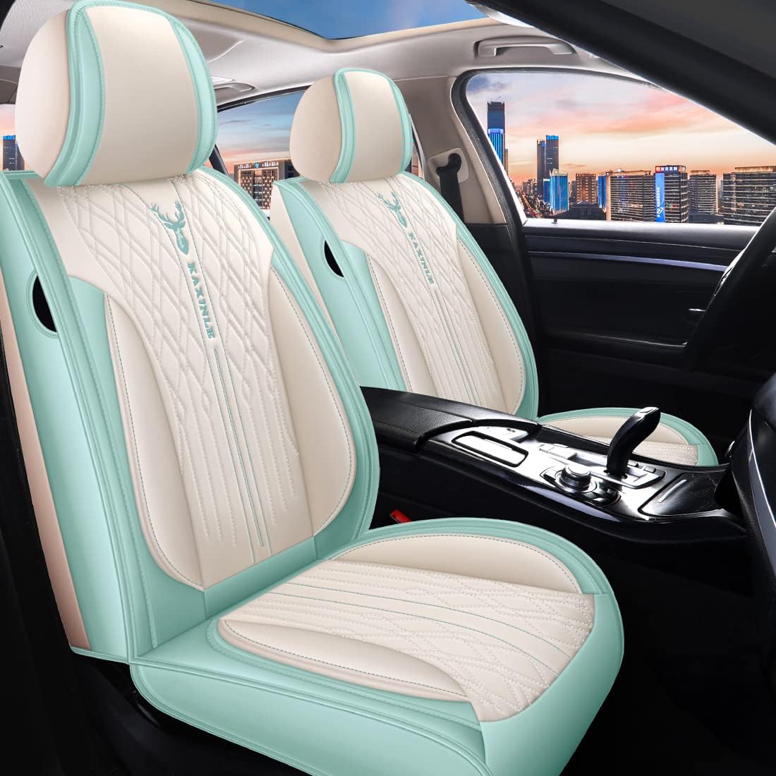 Pink Leather Car Seat Covers 5 Seats Full Set Waterproof I12280