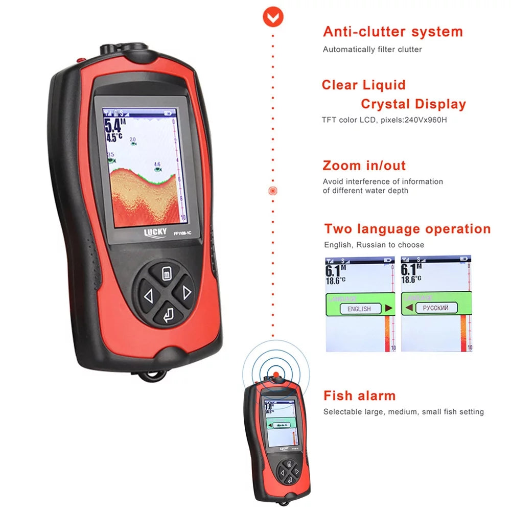 Portable Fish Finder 100M/300FT Depth Fish Alarm Wired Fish Detector N4259