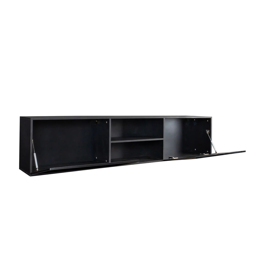 Wall Mounted Floating TV Stand with Shelf and Clamshell Doors B2797