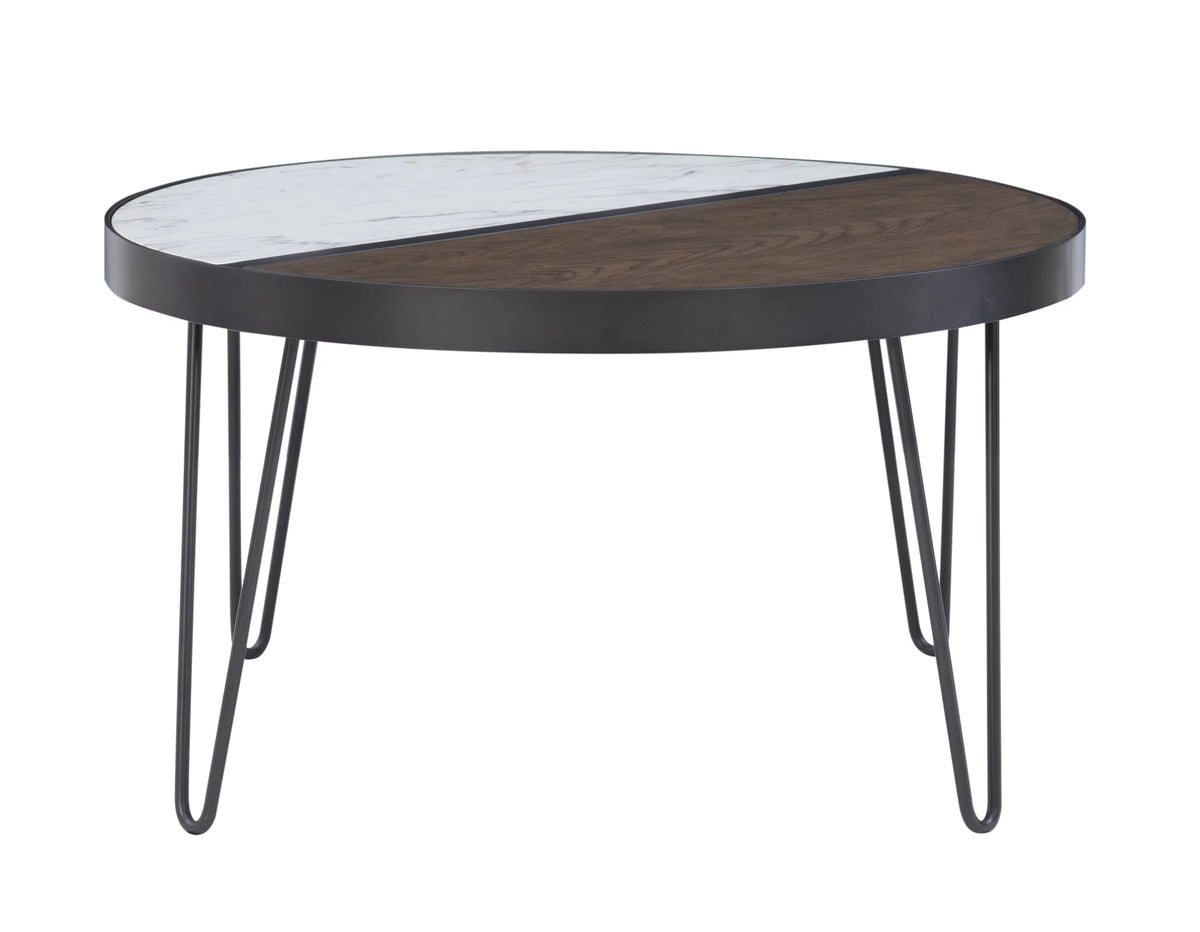 Round Mid-Century Coffee Table with Hairpin Legs, Walnut H531
