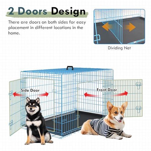 42 Inch Black Metal Dog Crate Kennel with Divider E42936