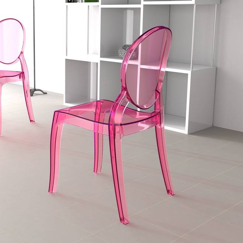 Transparent Pink Polycarbonate Dining Chair, Set of 2 L633609