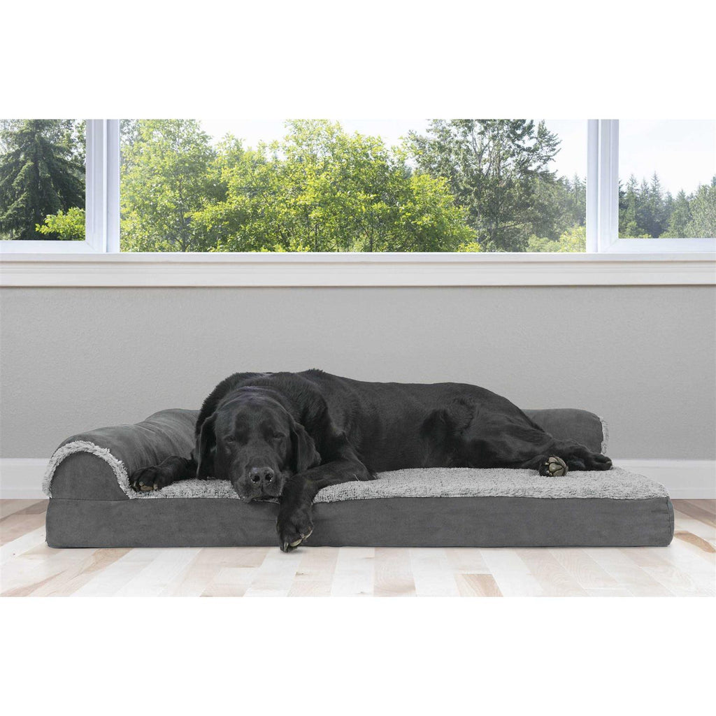 Two-Tone Faux Fur Suede Chaise Lounge Dog Bed J611