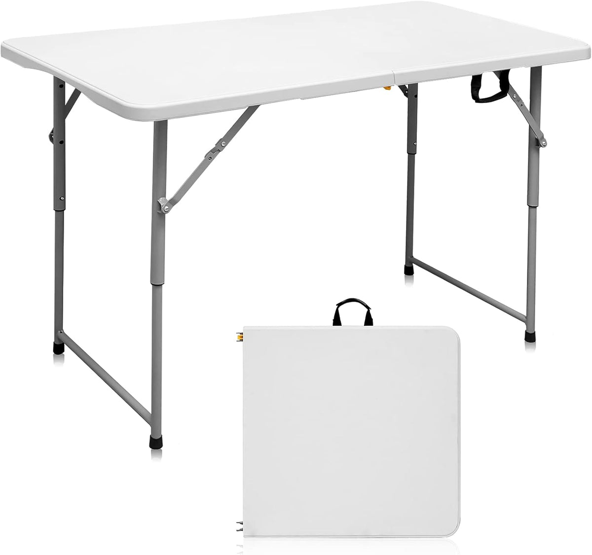 Folding Table 4FT White Plastic with Center Handle L44584