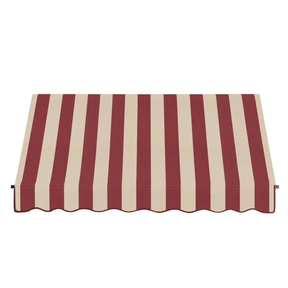10.375 ft Acrylic Fabric Fixed Awning, Burgundy/Tan Stripe X78595
