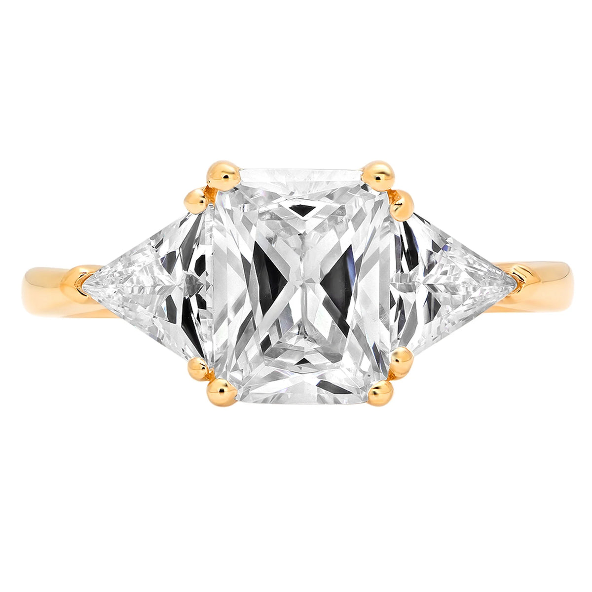 18K Yellow Gold Three-Stone Diamond Engagement Ring H2543