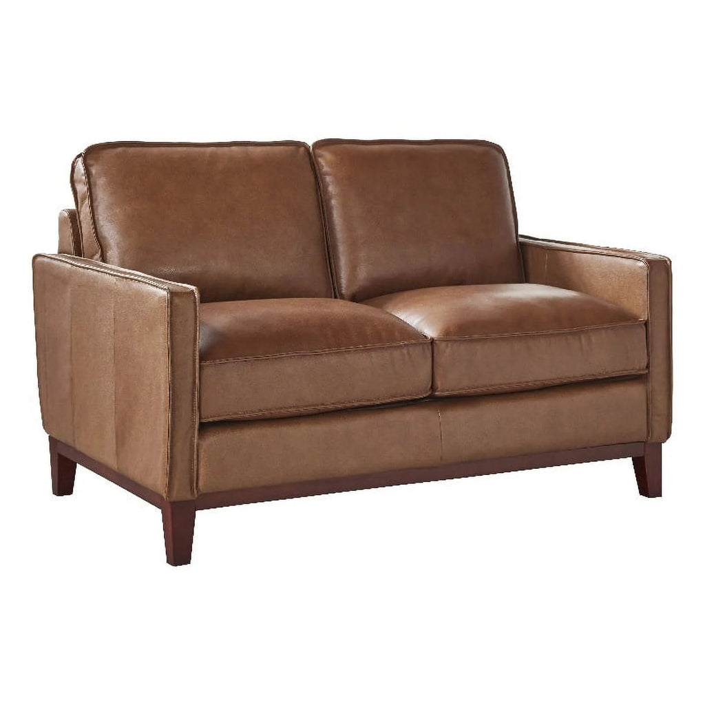 Camel Brown Leather Loveseat S30151