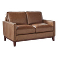 Camel Brown Leather Loveseat S30151