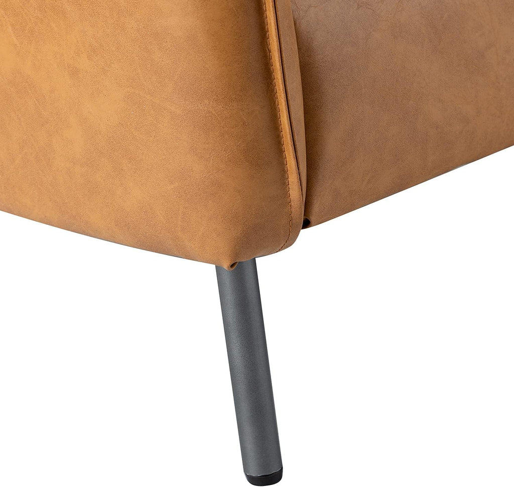 Camel Faux Leather Armchair with Moveable Cushion T61500