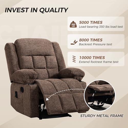Brown Manual Recliner Chair with Massage and Heat R462