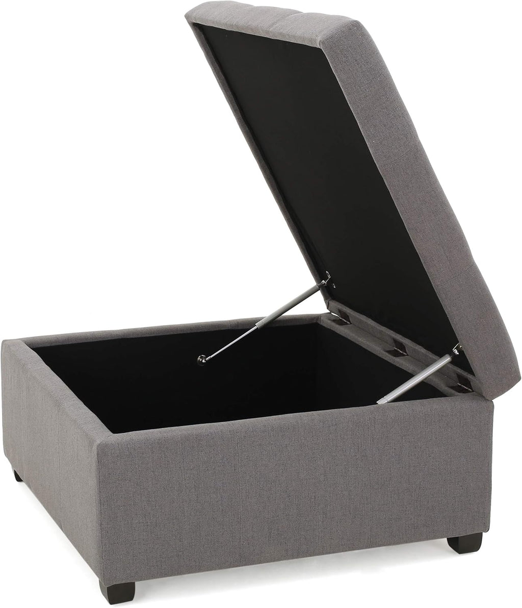 Dark Grey Fabric Storage Ottoman B6108