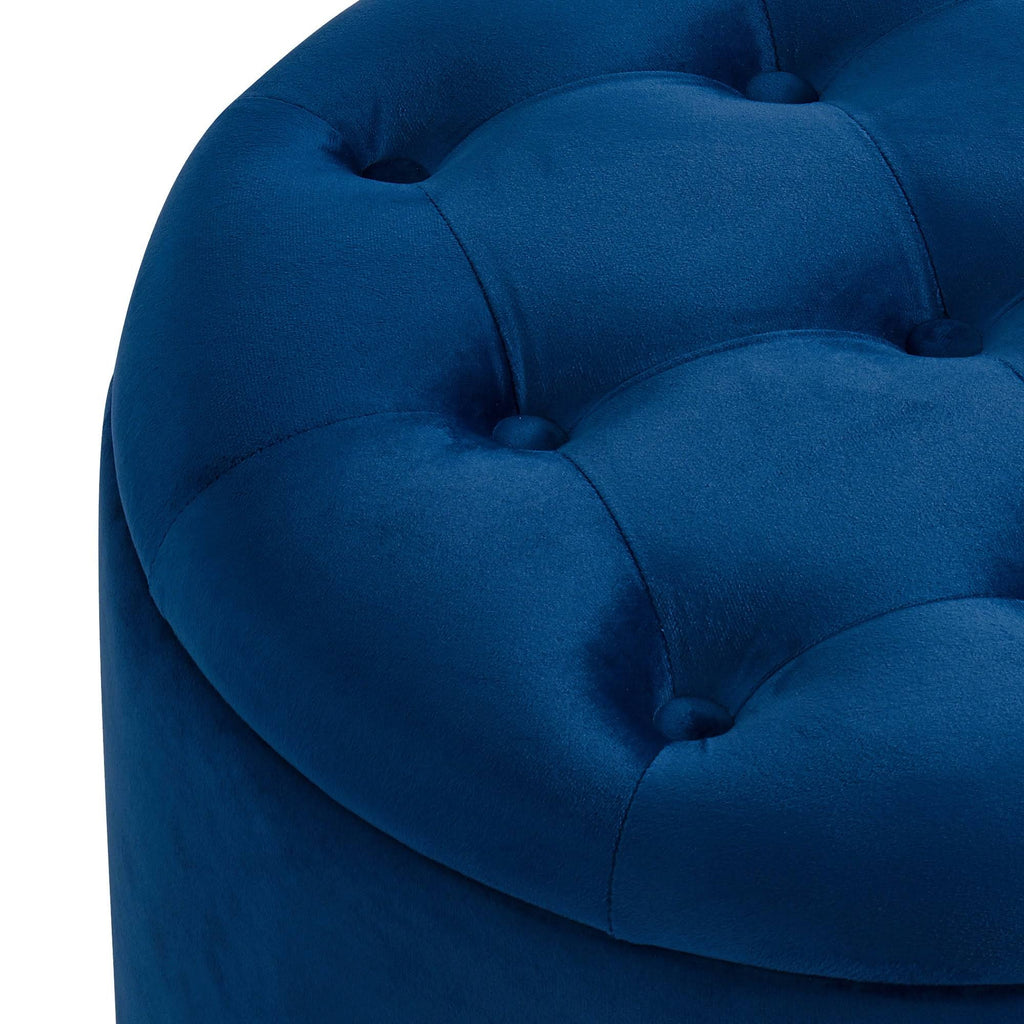 Blue Round Storage Ottoman O608