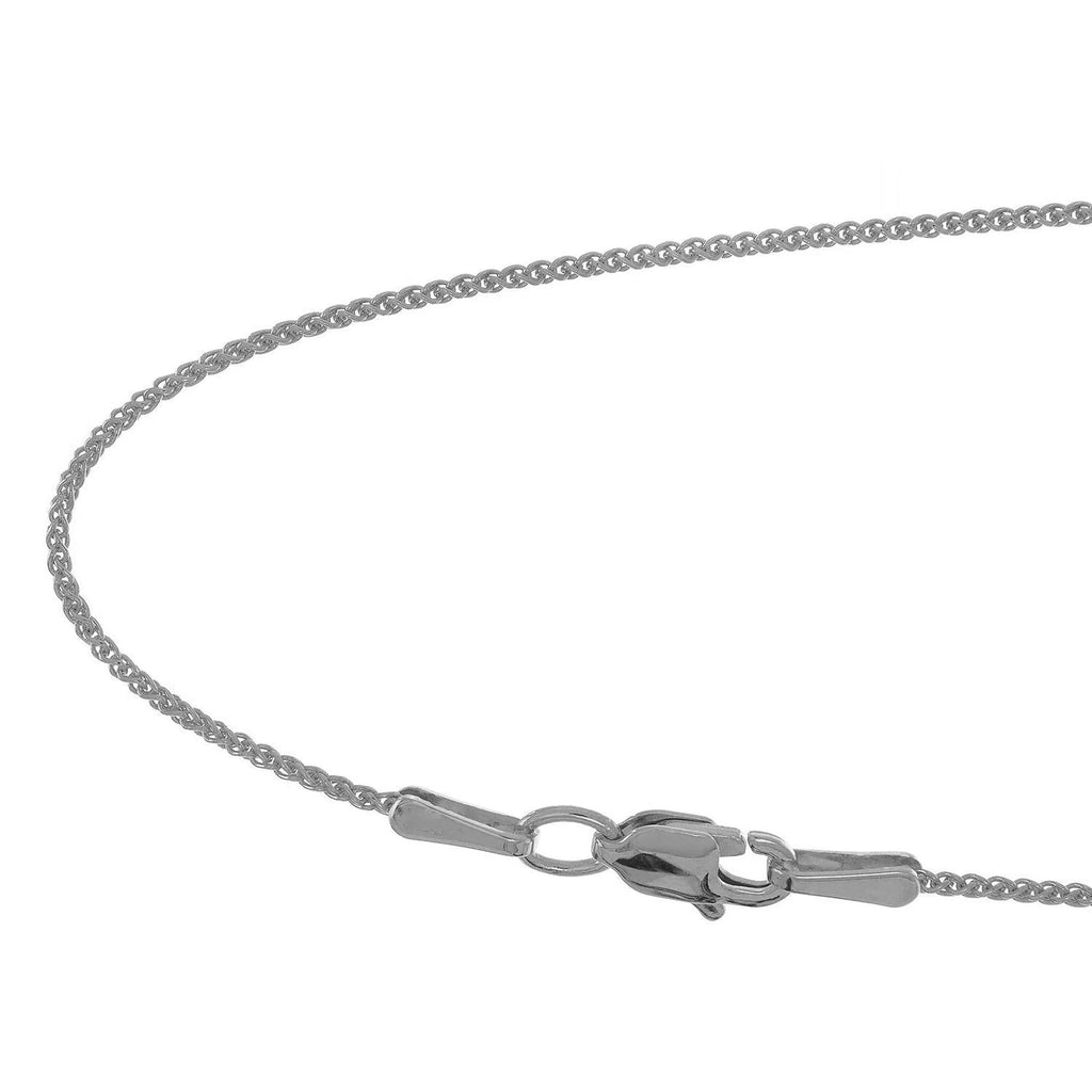 14k Solid White Gold Spiga Wheat Chain Necklace, 20 Inches Q228829