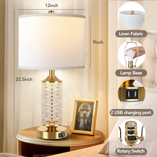 Set of 2 Table Lamps with USB Ports M91001