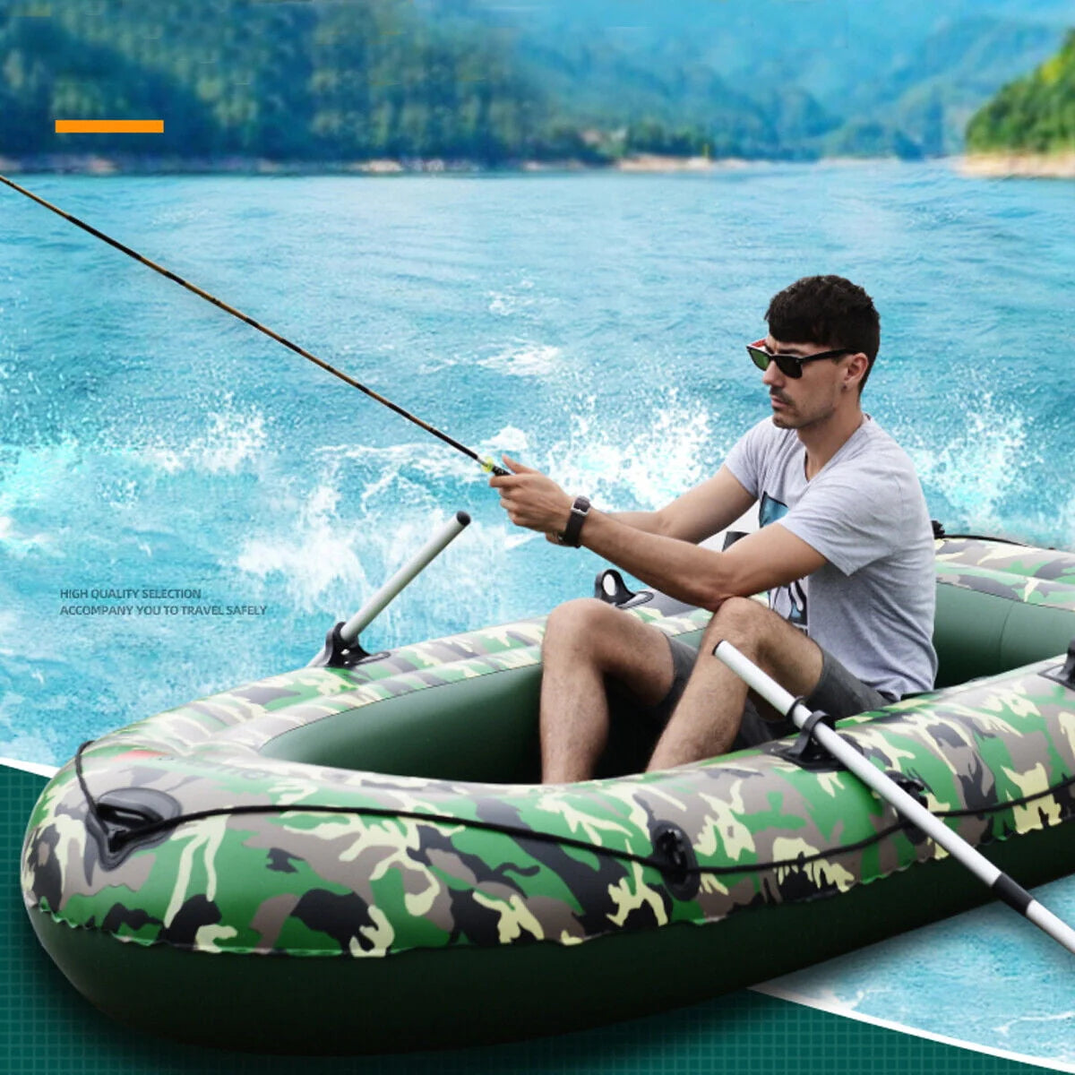 Inflatable 3-Person PVC Fishing Boat with Paddle M132