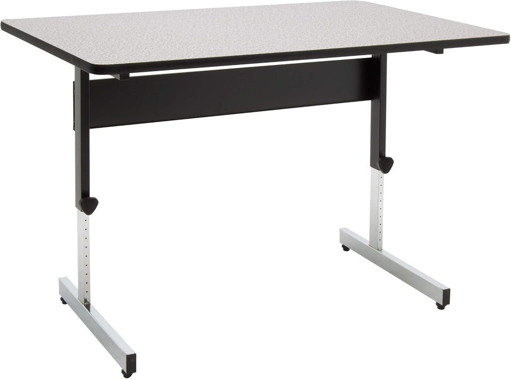 Height Adjustable Office Desk, 48 Inch, Black Frame, Grey Top S9904