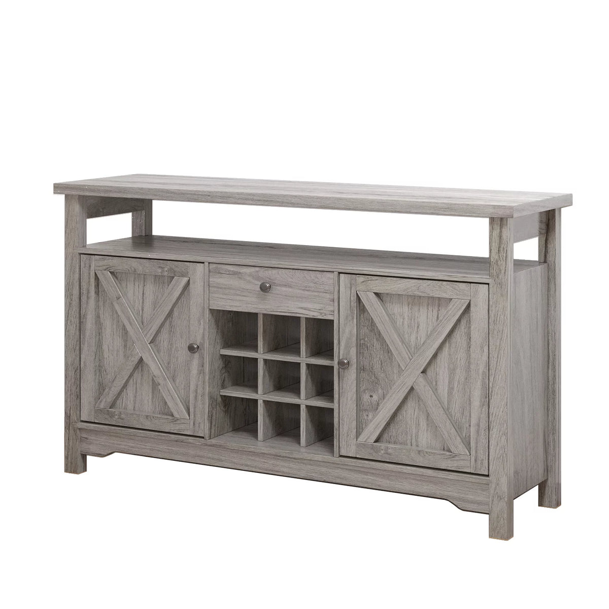 White 47 Kitchen Buffet Storage Cabinet with Barn Door H849