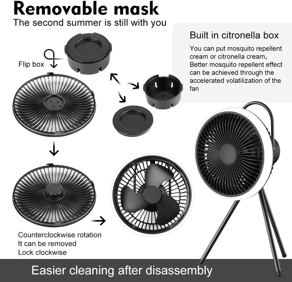 Camping Fan with LED Lantern, USB Desk Fan, Pack of 2 U774